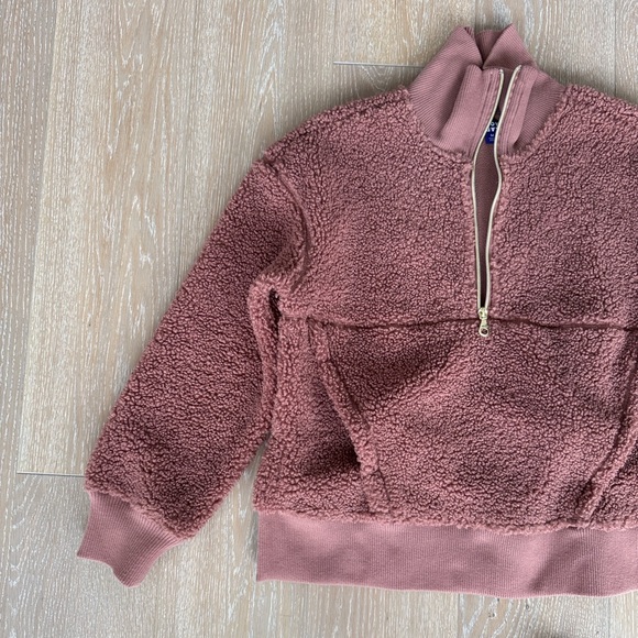 JoyLab Sherpa Mauve Pink Quarter-Zip Fleece Pullover. Size Medium. - Picture 3 of 7